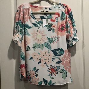 Floral loft blouse short sleeve Sz M